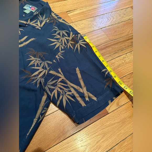 Hilo Hattie Men’s Size L 100% Silk Aloha Shirt Button Down Hawaiian Blue Bamboo - Picture 9 of 11